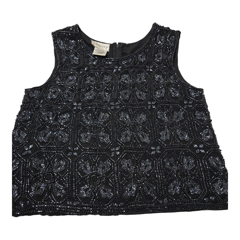 Stenay Black and Silver Beaded Vest